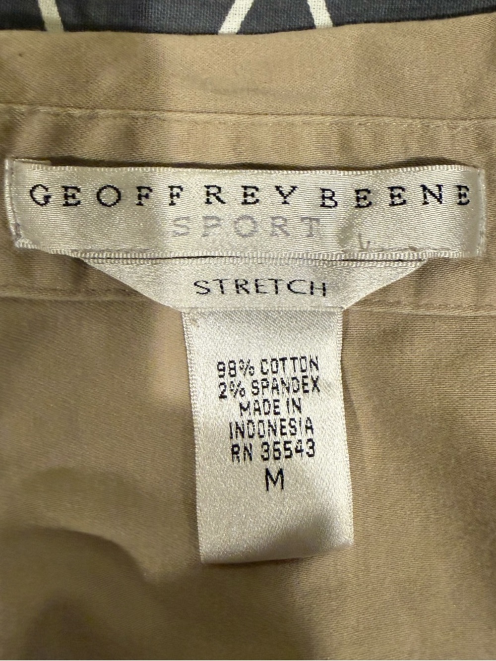 Geoffrey Beene Sport Stretch Button-Front Shirt in Khaki - Size 10 - Picture 2 of 3